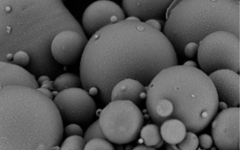 SEM image of hollow graphitized microballoons