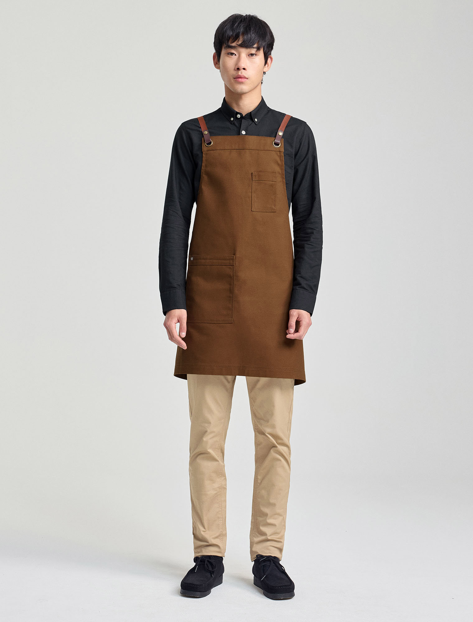 Tom Bib Apron - Tobacco Brown Cross Back Apron | Cargo Crew