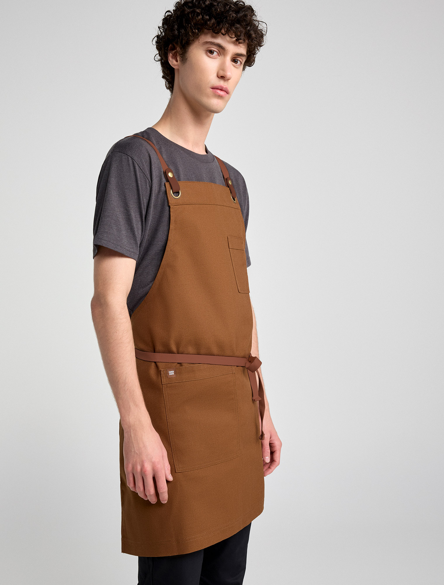 Tom Bib Apron - Tobacco Brown Cross Back Apron | Cargo Crew