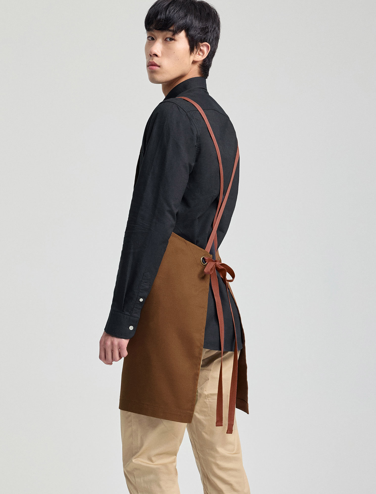 Tom Bib Apron - Tobacco Brown Cross Back Apron | Cargo Crew