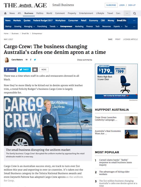 Cargo Crew Press | The Age Newspaper 2017