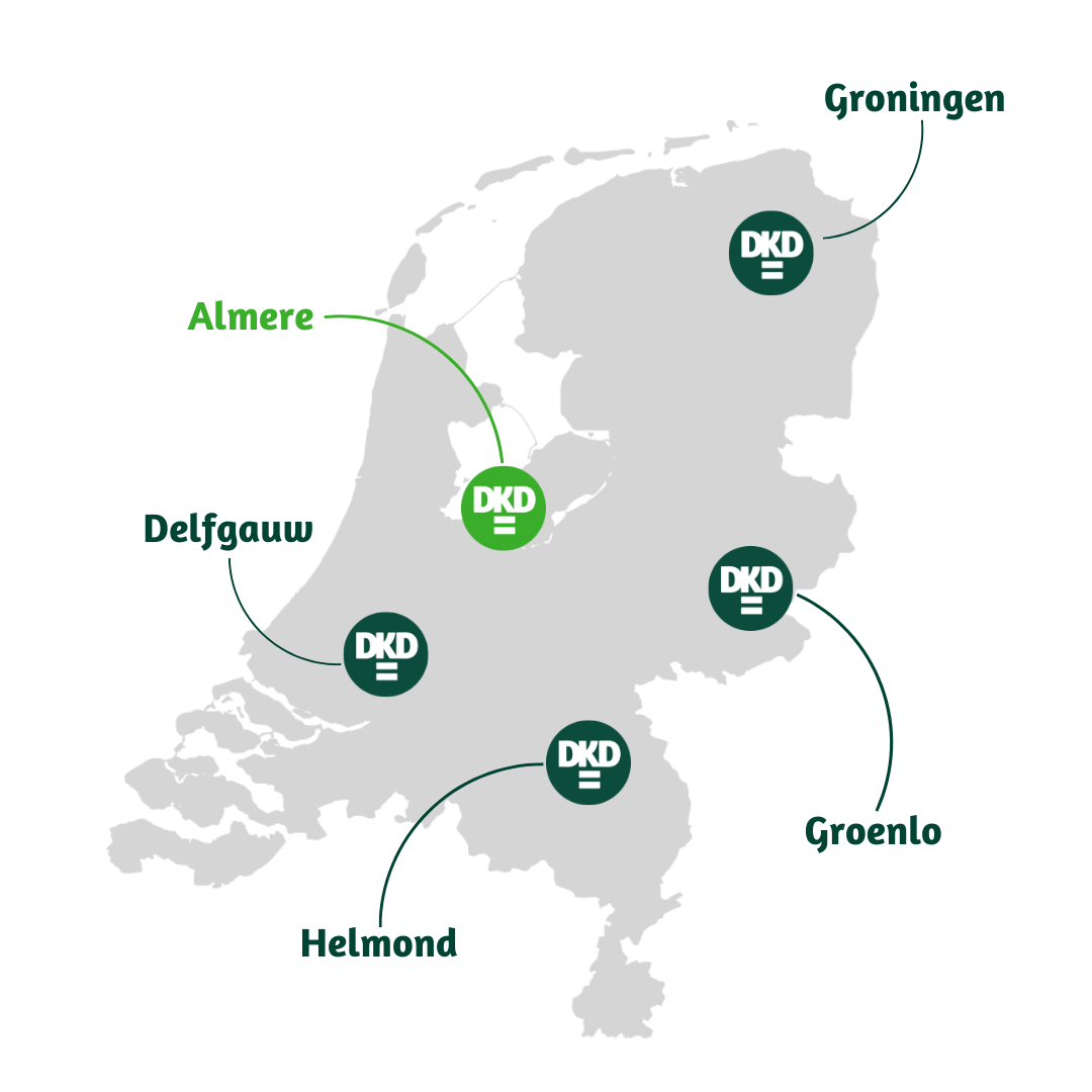 Kaart Nederland DKD Vestigingen