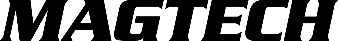 Magtech handgun, rifle, rimfire, and military ammunition company logo in black