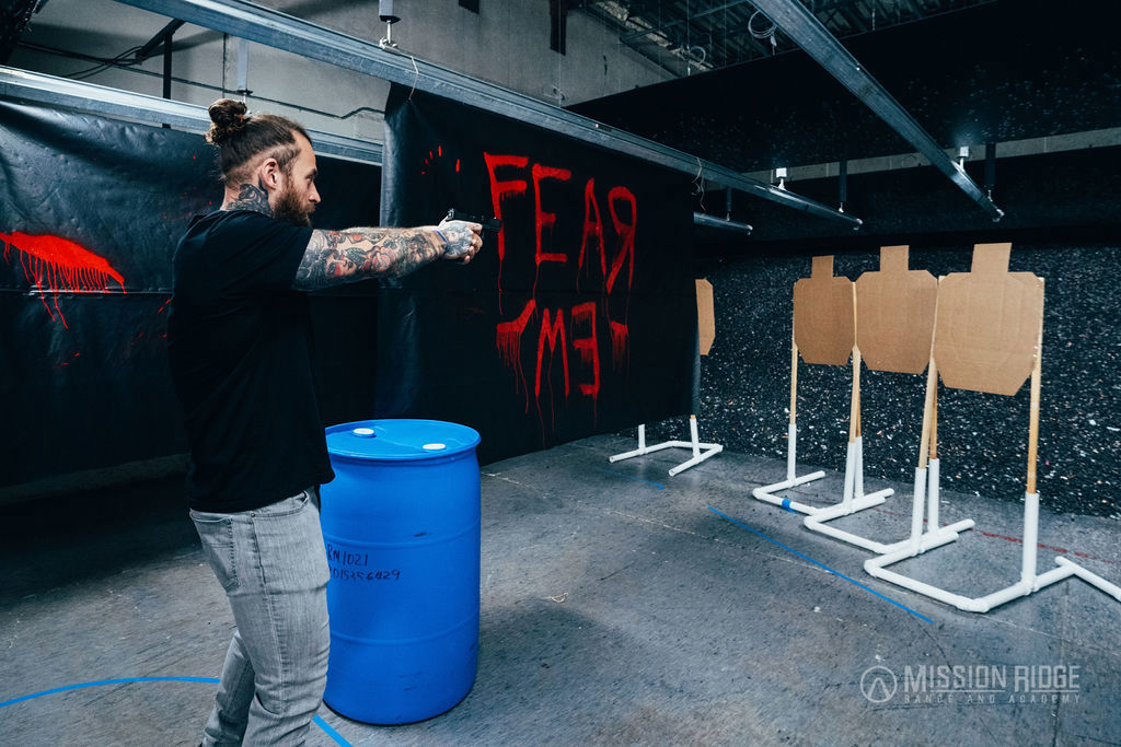 Shooting the FEAR EM wall, targets staged down the bay