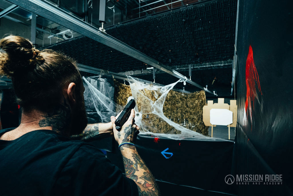 Shooting through the cobwebs at a staged target