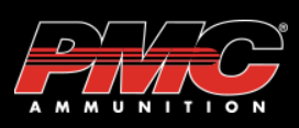 PMC Ammunition brass and primers black, red, and white logo