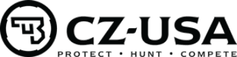 CZ-USA - Protect. Hunt. Compete logo with icon of a pistol inside a black circle
