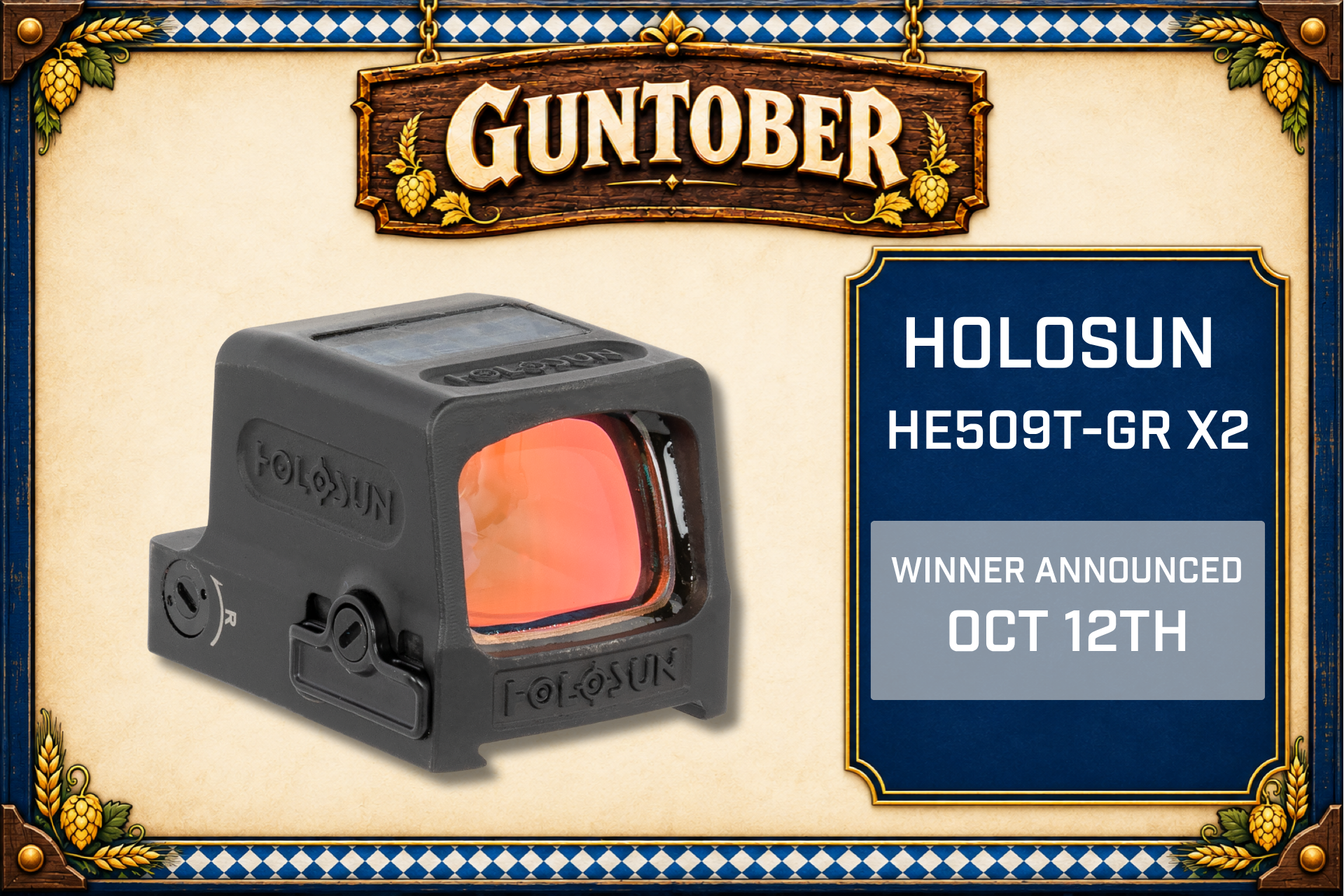 Holosun HE509T-GR X2 &mdash; Enclosed emitter green dot. Winner announced Mon Oct 12.