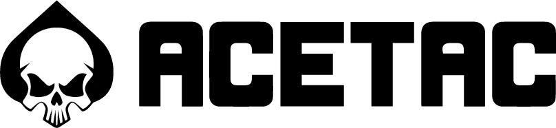 AceTac brand logo with a skull and a black spade