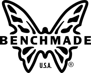 Benchmade Knives USA company logo with name inside a big black butterfly