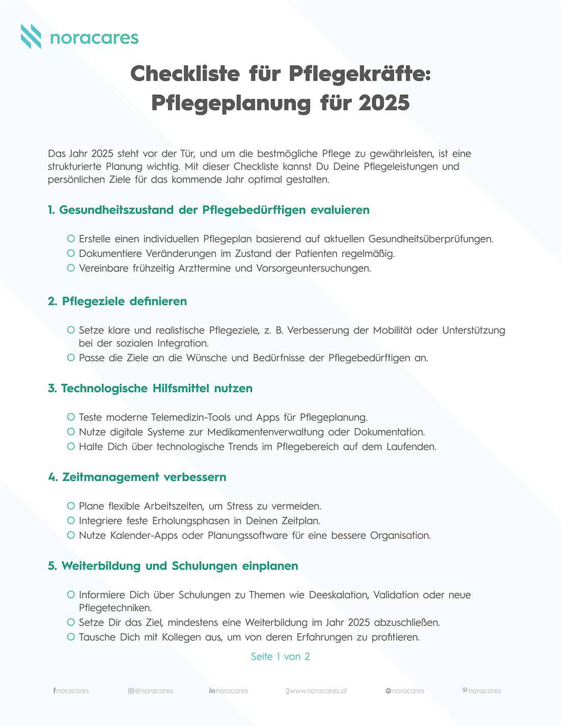 O listă de verificare detaliată a planificării îngrijirii pentru anul 2025 pentru a asigura îngrijirea optimă a pacienților.