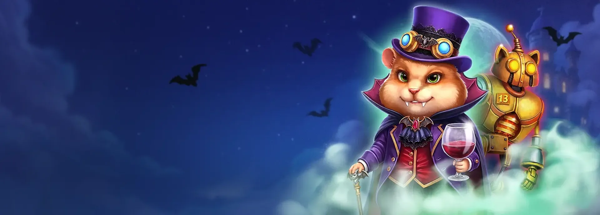 Hamsterpunk Halloween — casino game hero banner | Riddec Games