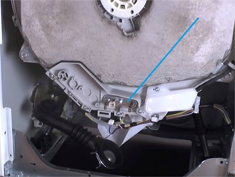 Examinez la partie entre la cuve et tambour