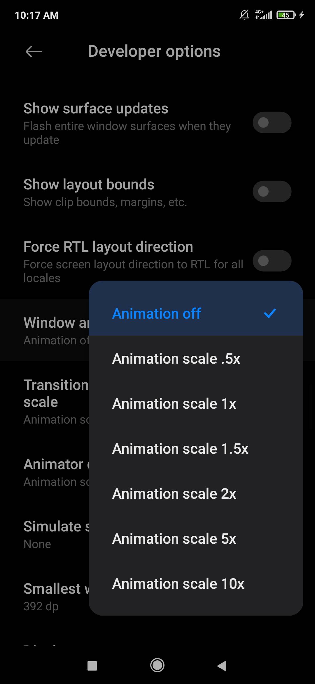 Désactivez les animations