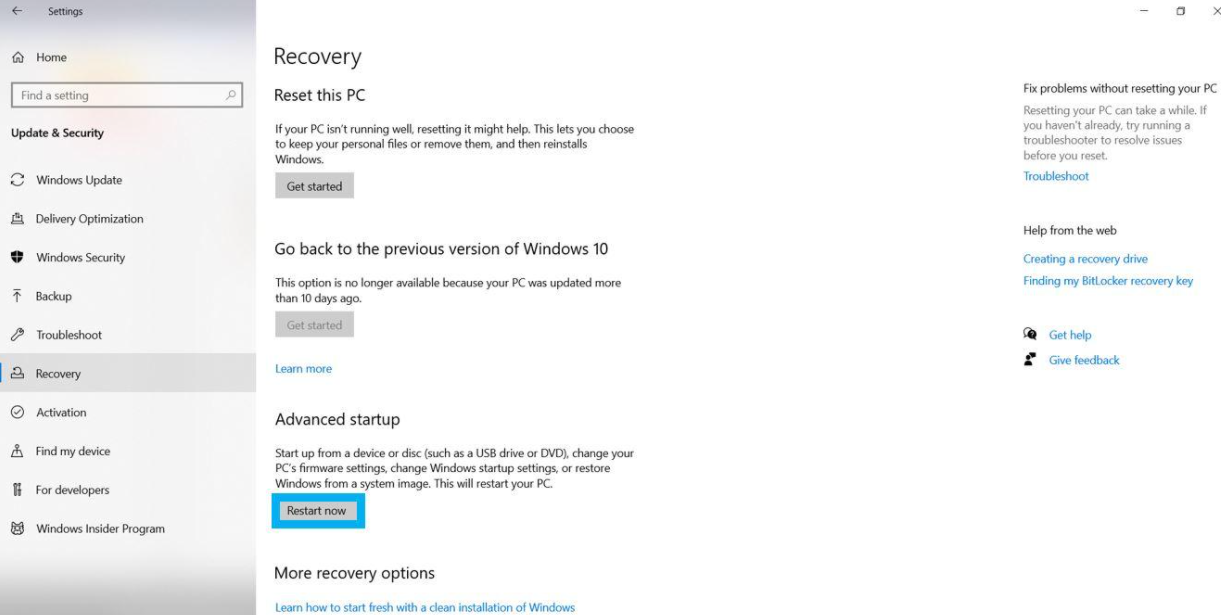 Réinitialisez votre système d'exploitation