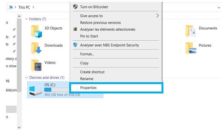 Contrôlez l'état du disque dur