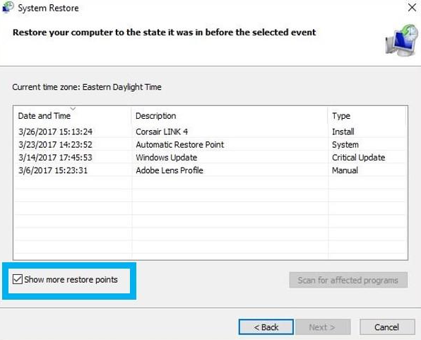 Restaurez une version antérieure de Windows