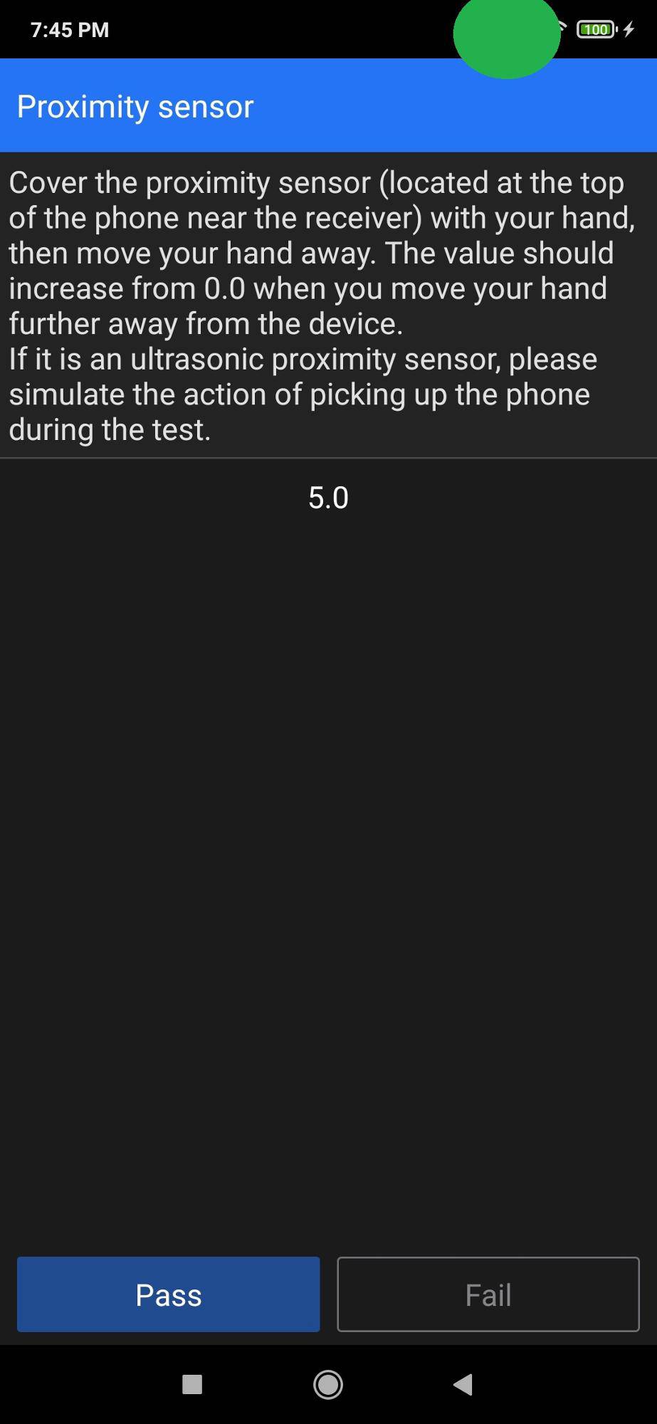 Testez le capteur de proximité