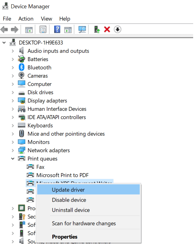 Contrôlez le pilote d'impression