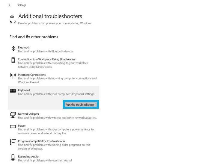 Utilisez l'outil diagnostic de Windows