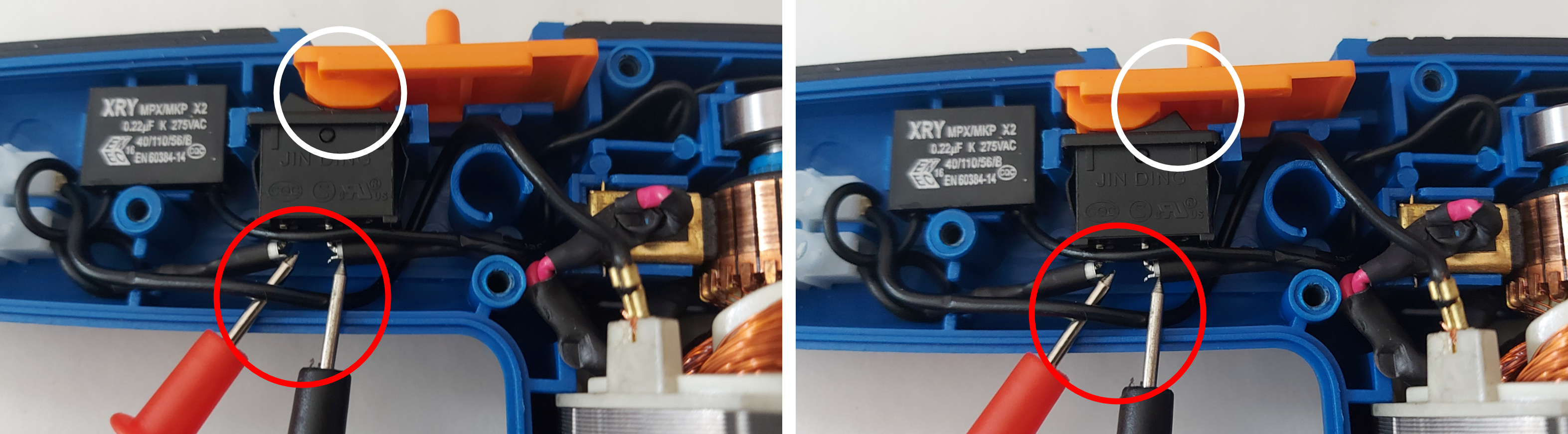 Testez l'interrupteur de la ponceuse