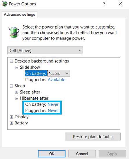 Désactivez la veille prolongée
