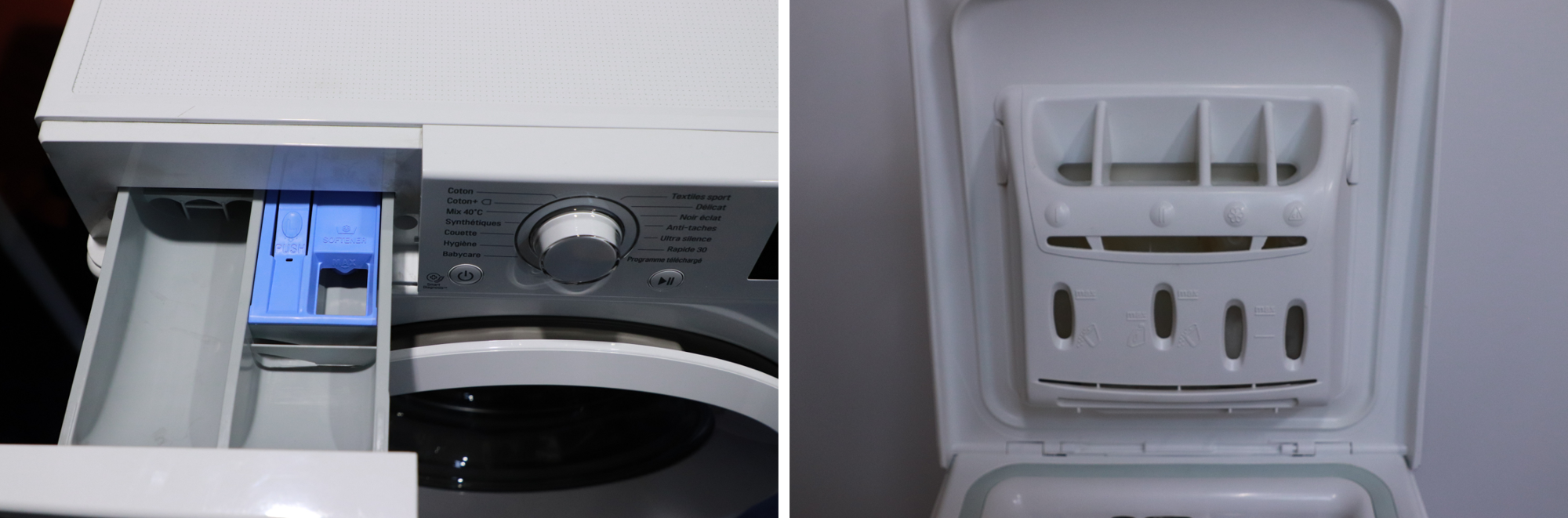 Nettoyez le bac à produits du lave-linge