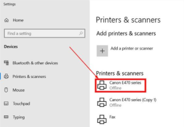 Regardez si le programme d'impression est installé