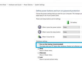 Enlevez l'option Fast Startup