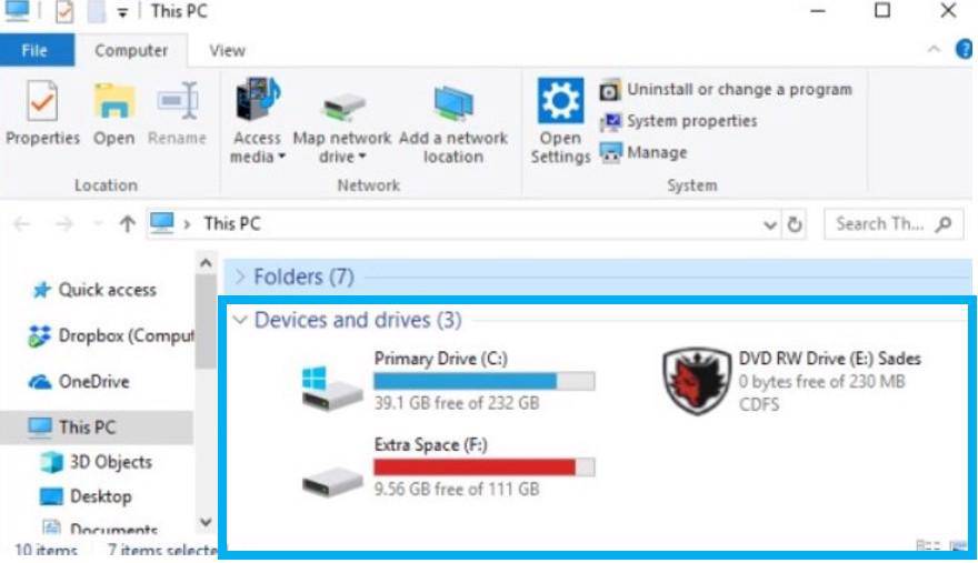 Vérifiez la place sur votre disque dur