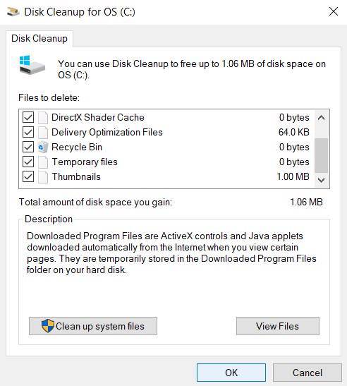 Vérifiez la place sur votre disque dur