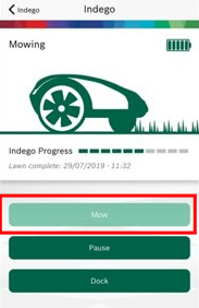 Lancez une tonte depuis l'interface du robot ou depuis l'application