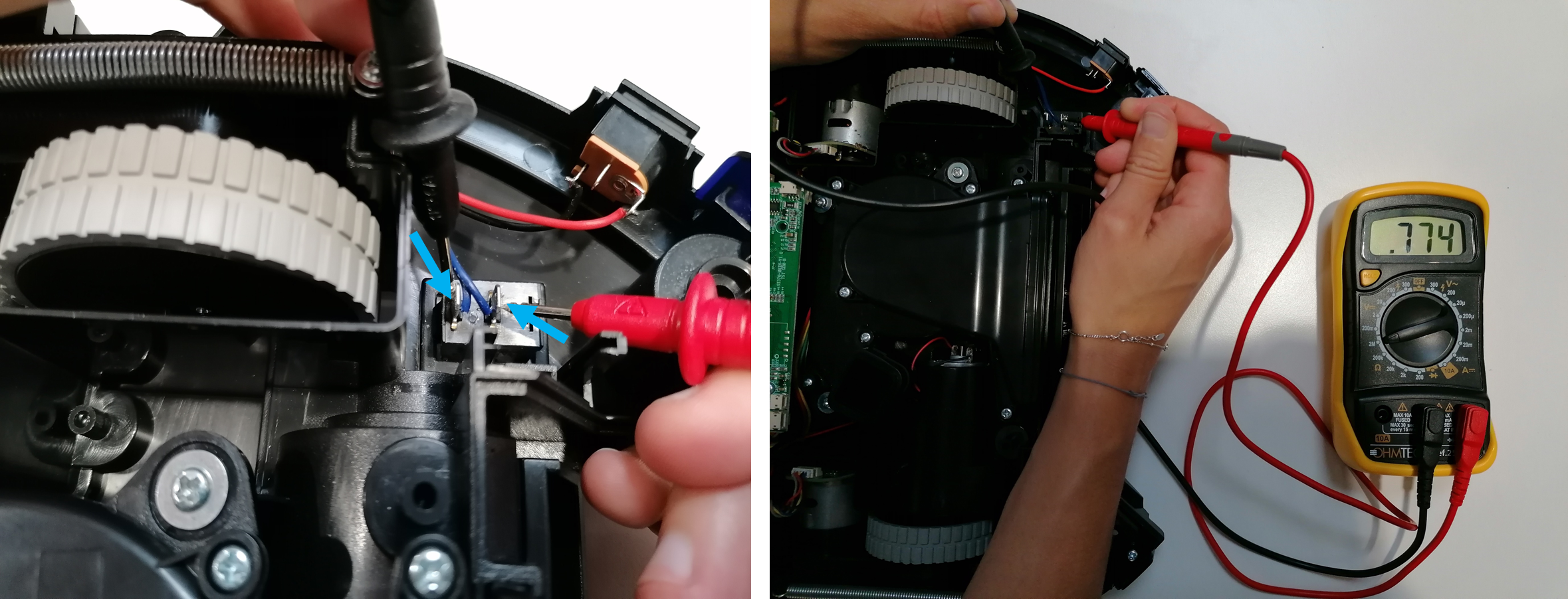 Testez l'interrupteur de l'aspirateur robot