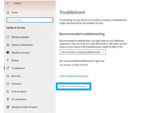 Utilisez l'outil diagnostic de Windows