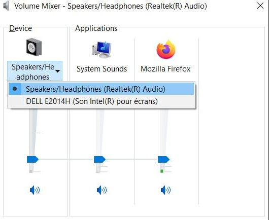 Changez le périphérique de sortie sonore