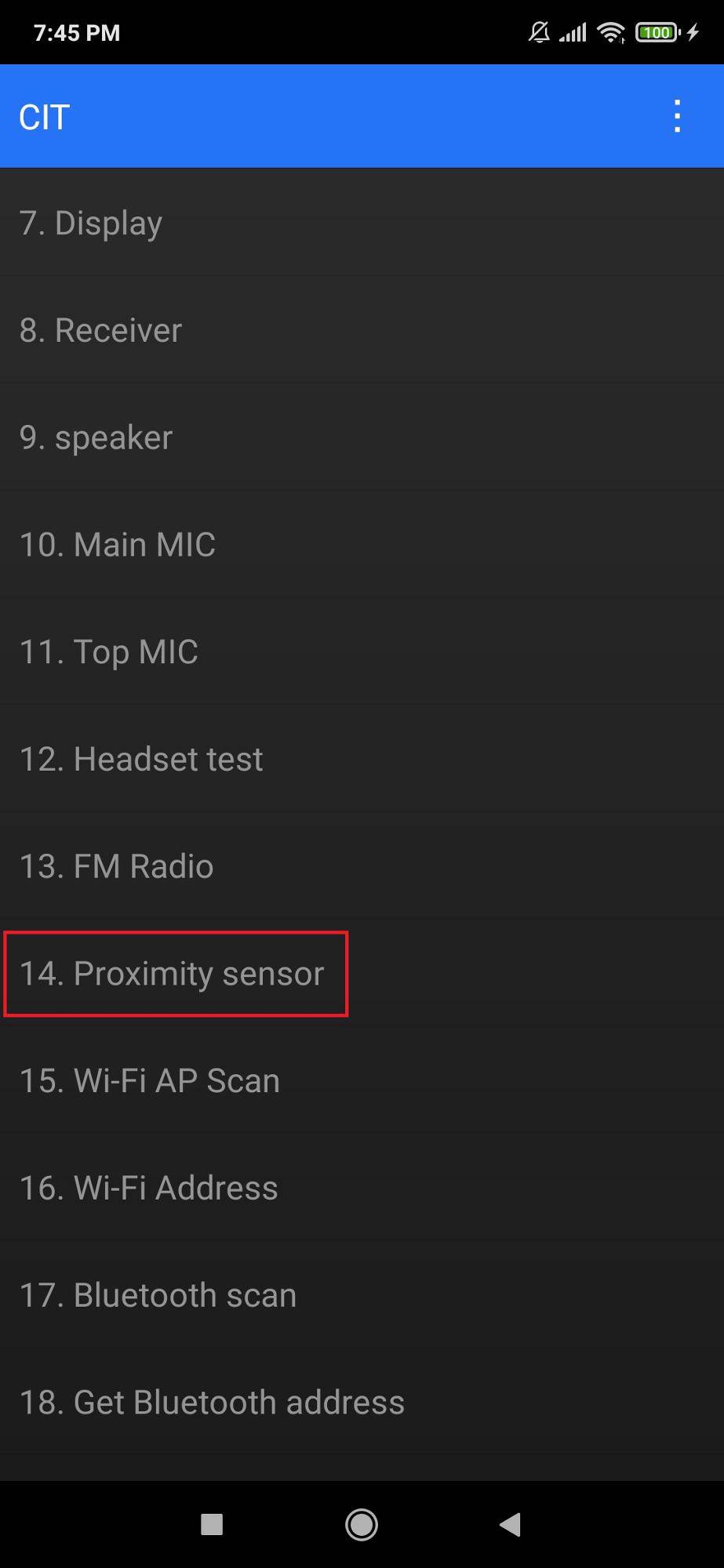 Testez le capteur de proximité