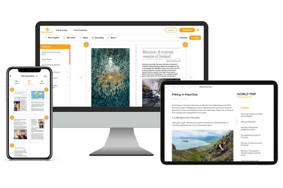 Travel Diaries editor for web, mobiles and tablets