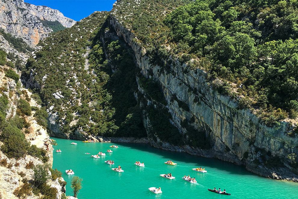 De blauwe wateren van Gorges du Verdon.