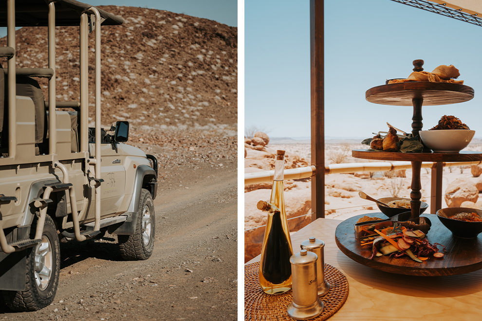 Lunch bij Onduli Ridge na toch met jeep in Namibië