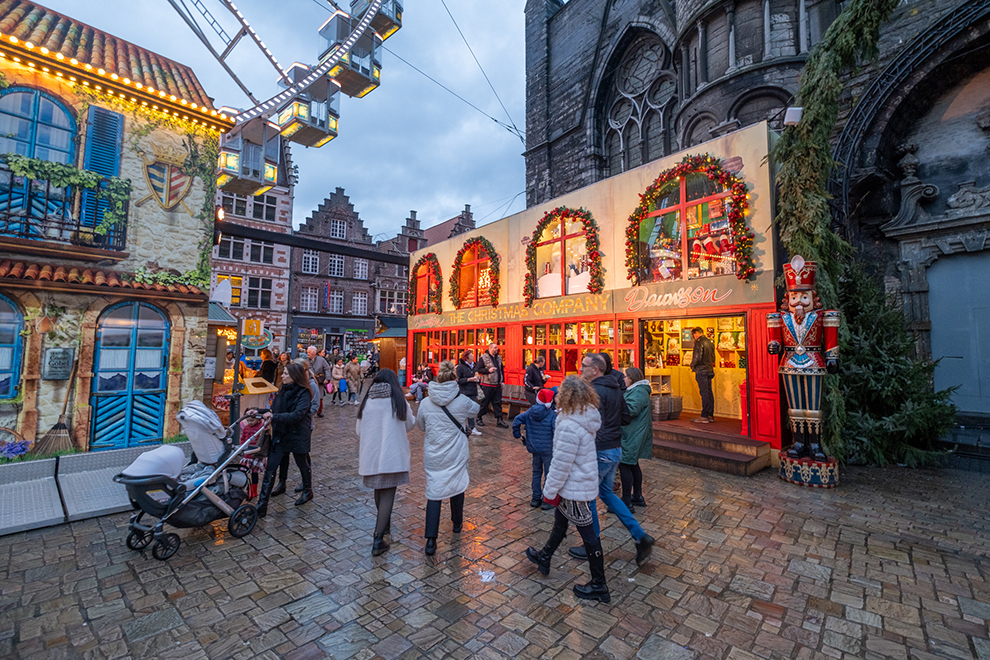 Sfeervolle kerstmarkt in Gent, België