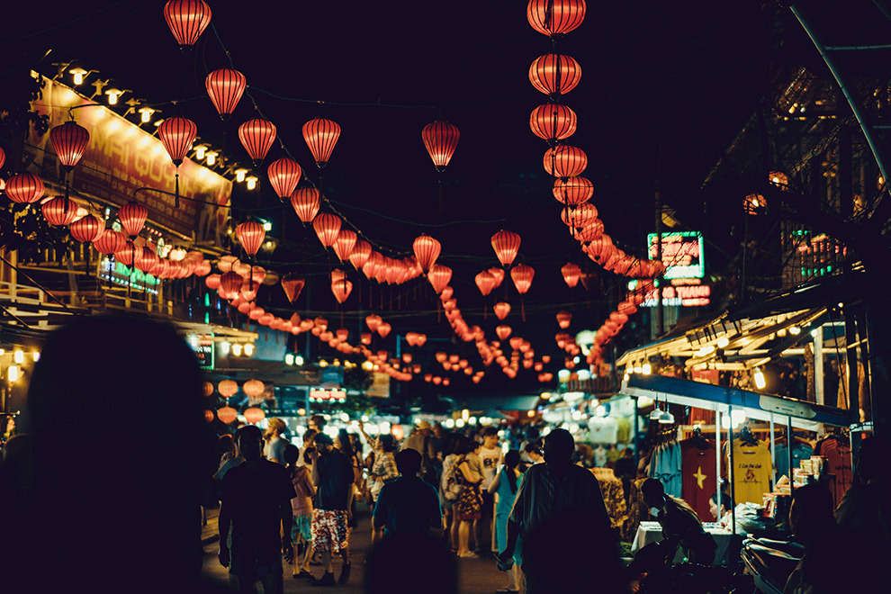 Lanterns on a street in Vietnam