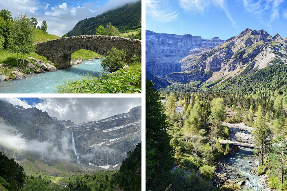 De prachtige bergen, rivieren, en bruggen van Cirque de Gavarnie.