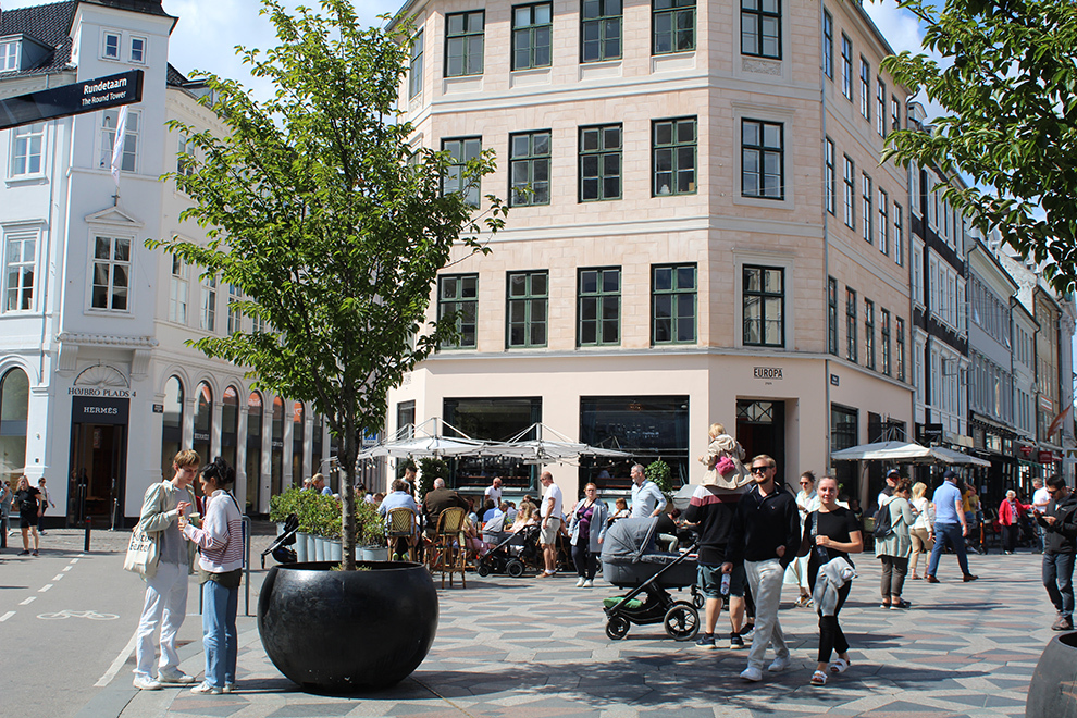 Drukke winkelstraat in Strøget