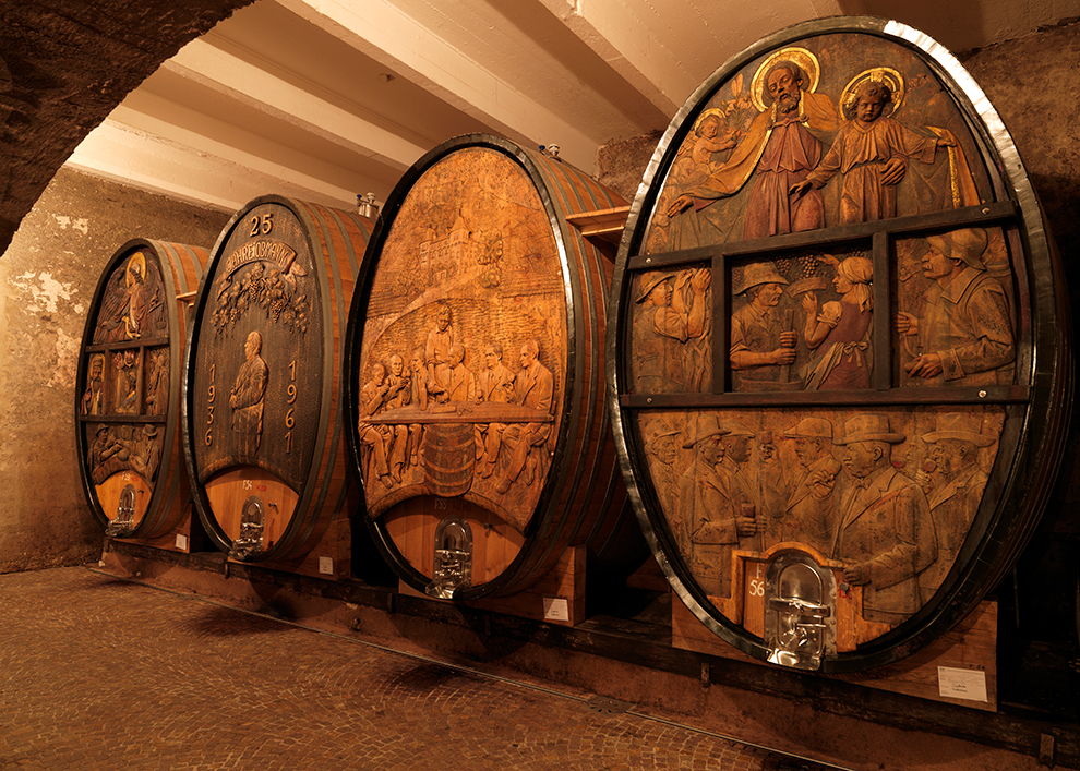 Wijnvaten in de Zuid-Tiroolse wijnregio