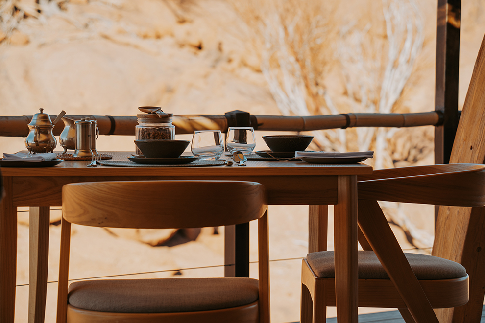 De ontbijttafel van Onduli Ridge in Namibië