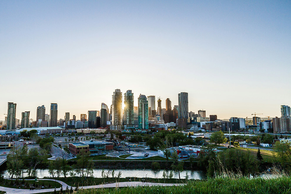 Canadese stad Calgary in the Rocky Mountains