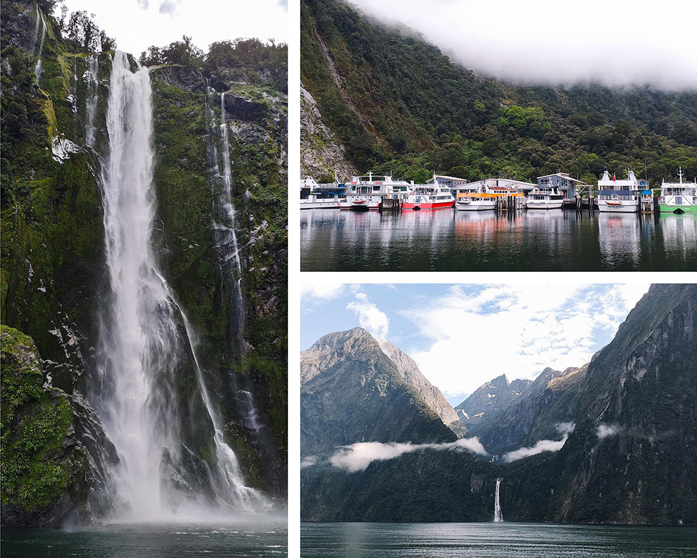 Imposante watervallen in de Milford Sound in Nieuw-Zeeland
