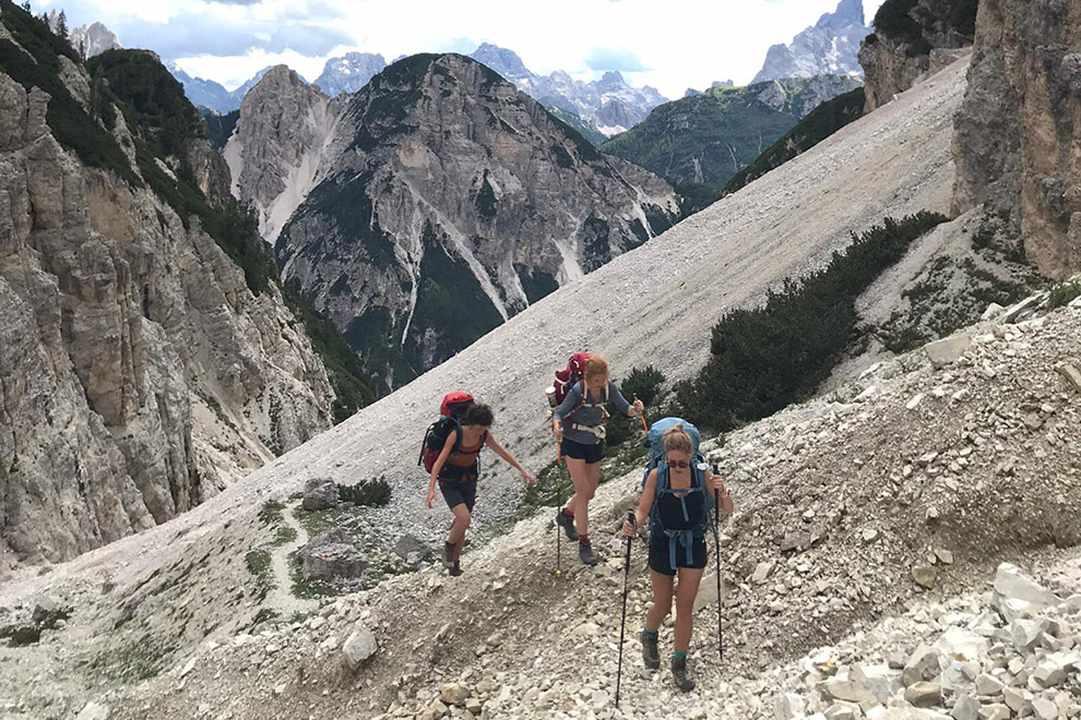 Hikers in de bergen van Italië