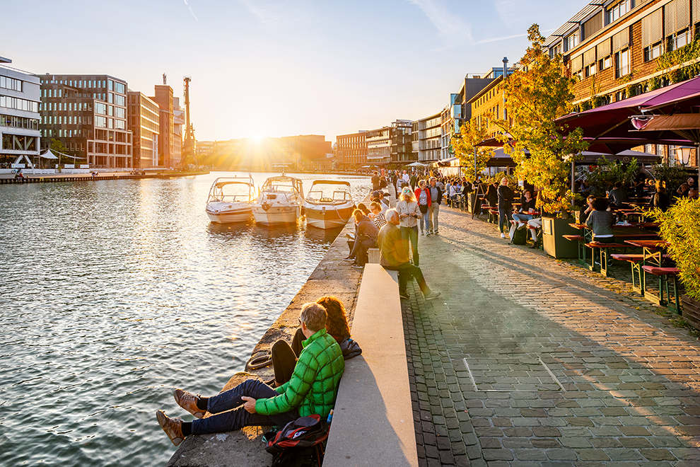 Naar de haven van Münster in Zuidwest-Duitsland