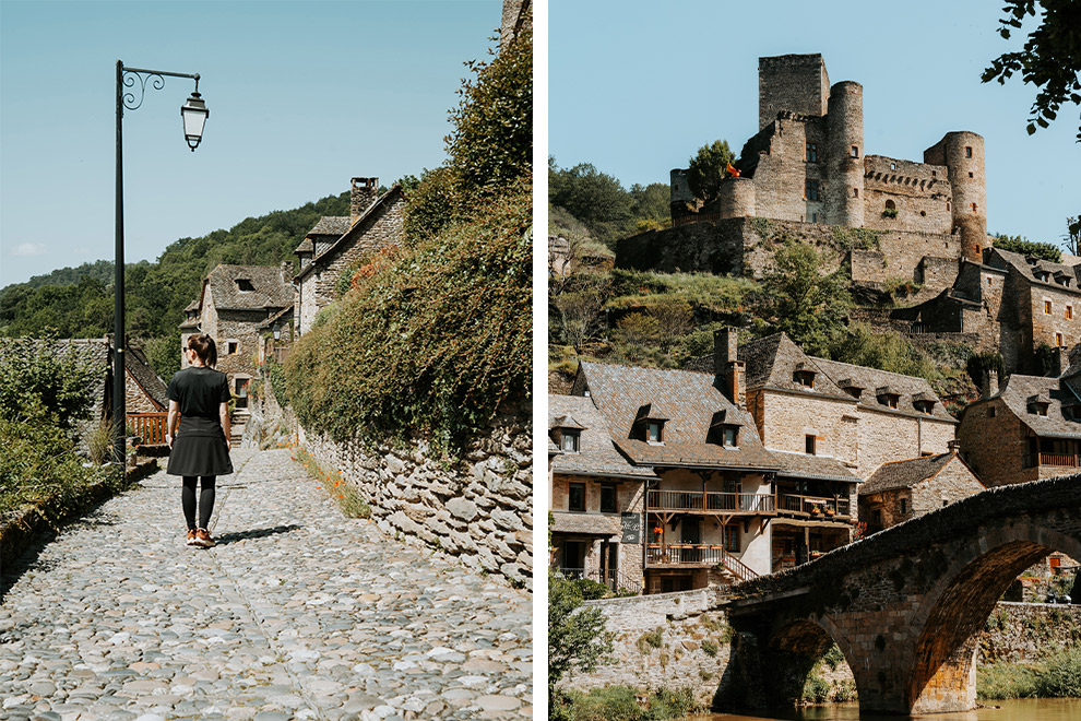Het pittoreske Belcastel dorpje in Aveyron, Frankrijk